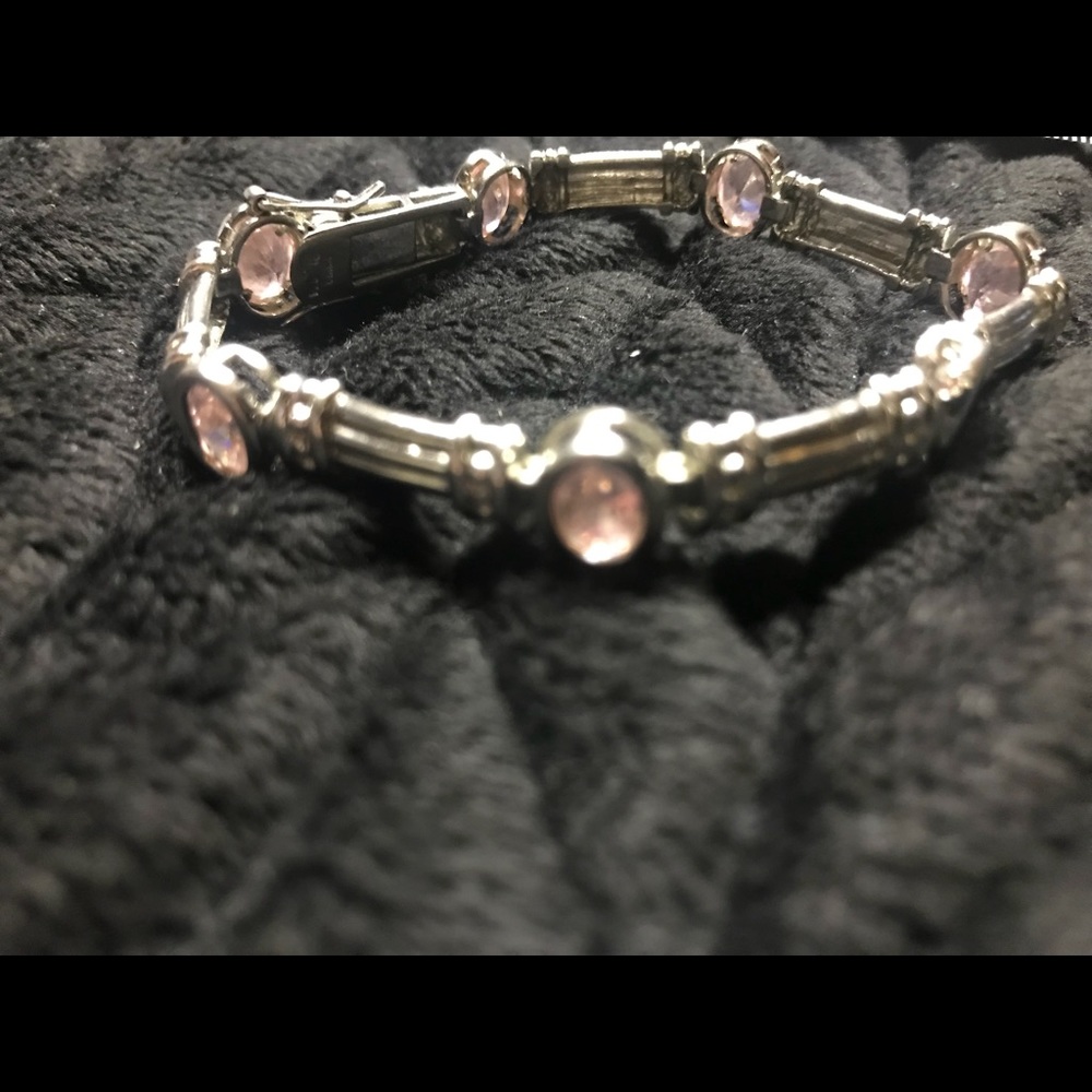 Sterling silver with pink gems bracelet